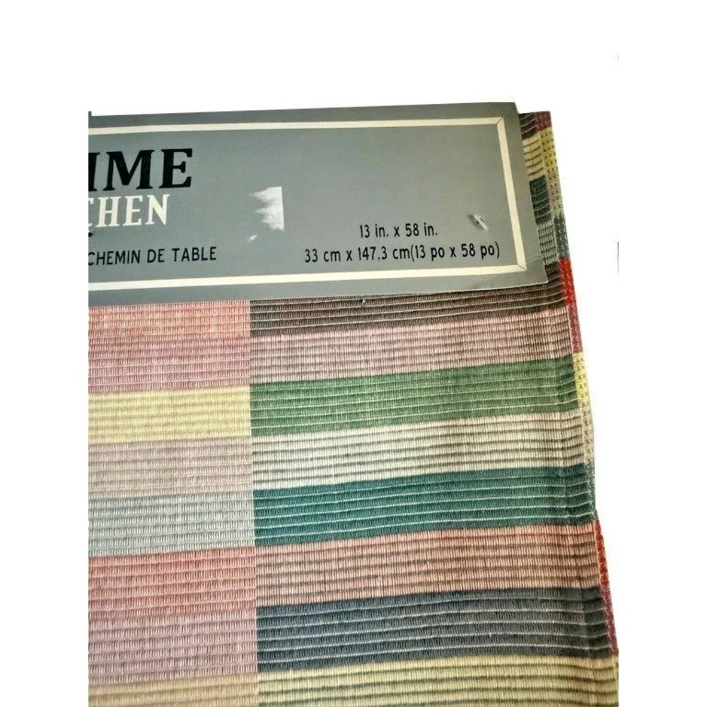 Prime Kitchen Table Runner Pink Green Yellow Subway Tile Look 13x58